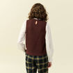 Pull 2 en 1 col rond manches longues marron femme