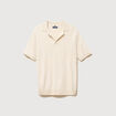 Polo manches courtes col cubain ecru homme