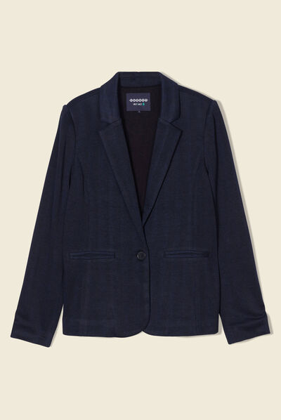 Veste blazer droite bleu marine femme