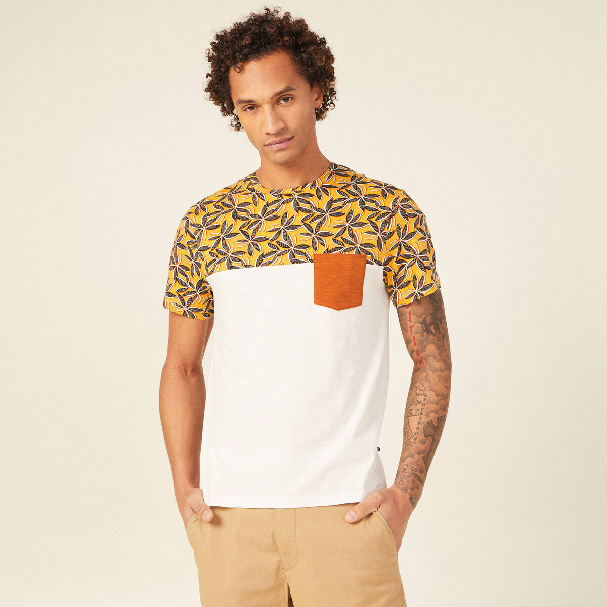 T-shirt manches courtes jaune homme