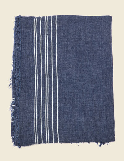 Foulard à franges bleu foncé homme