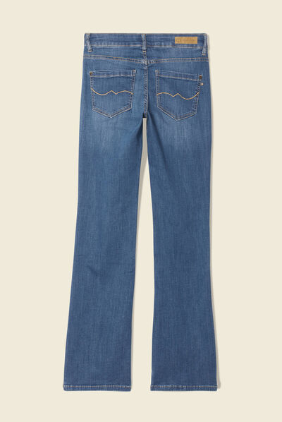 Jeans bootcut détails tressés denim stone femme