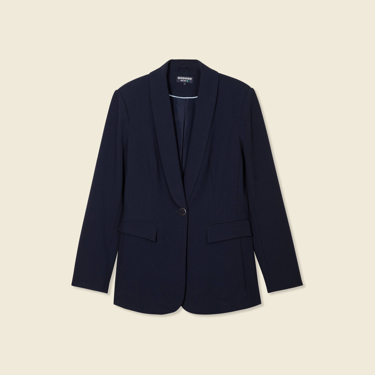 Veste blazer col ch&acirc;le bleu marine femme