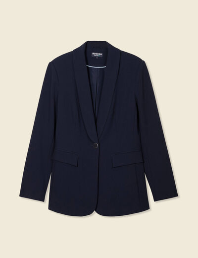 Veste blazer col châle bleu marine femme