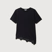 T-shirt droit col rond avec dentelle noir femme