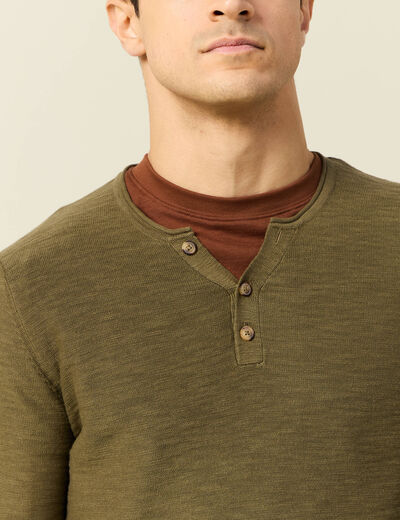 Pull manches longues vert kaki homme