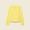Pull manches longues col rond jaune femme