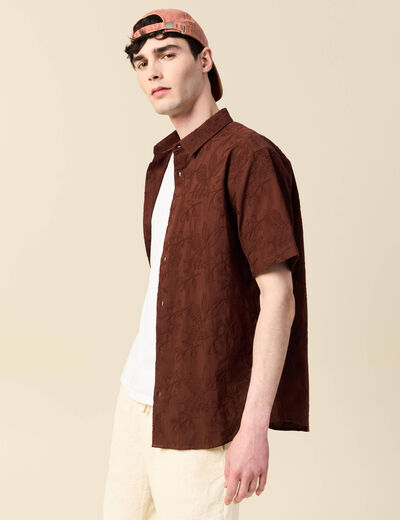 Chemise manches courtes bordeaux homme