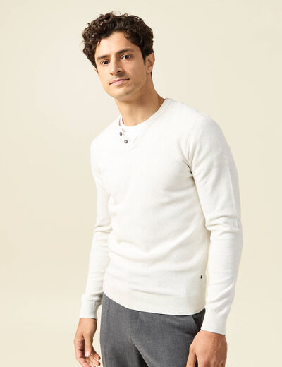 Pull manches longues ecru homme