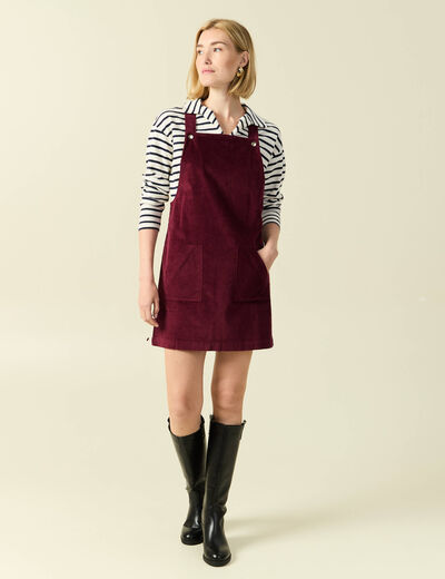 Robe sans manches en velours bordeaux femme