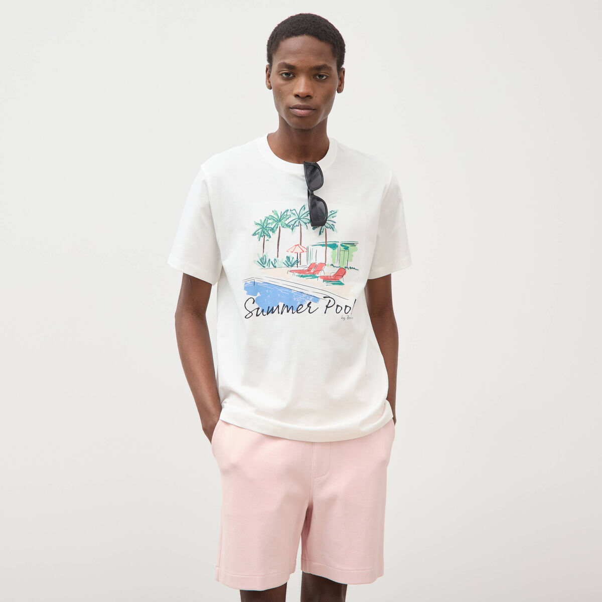 T-shirt en coton ecru homme
