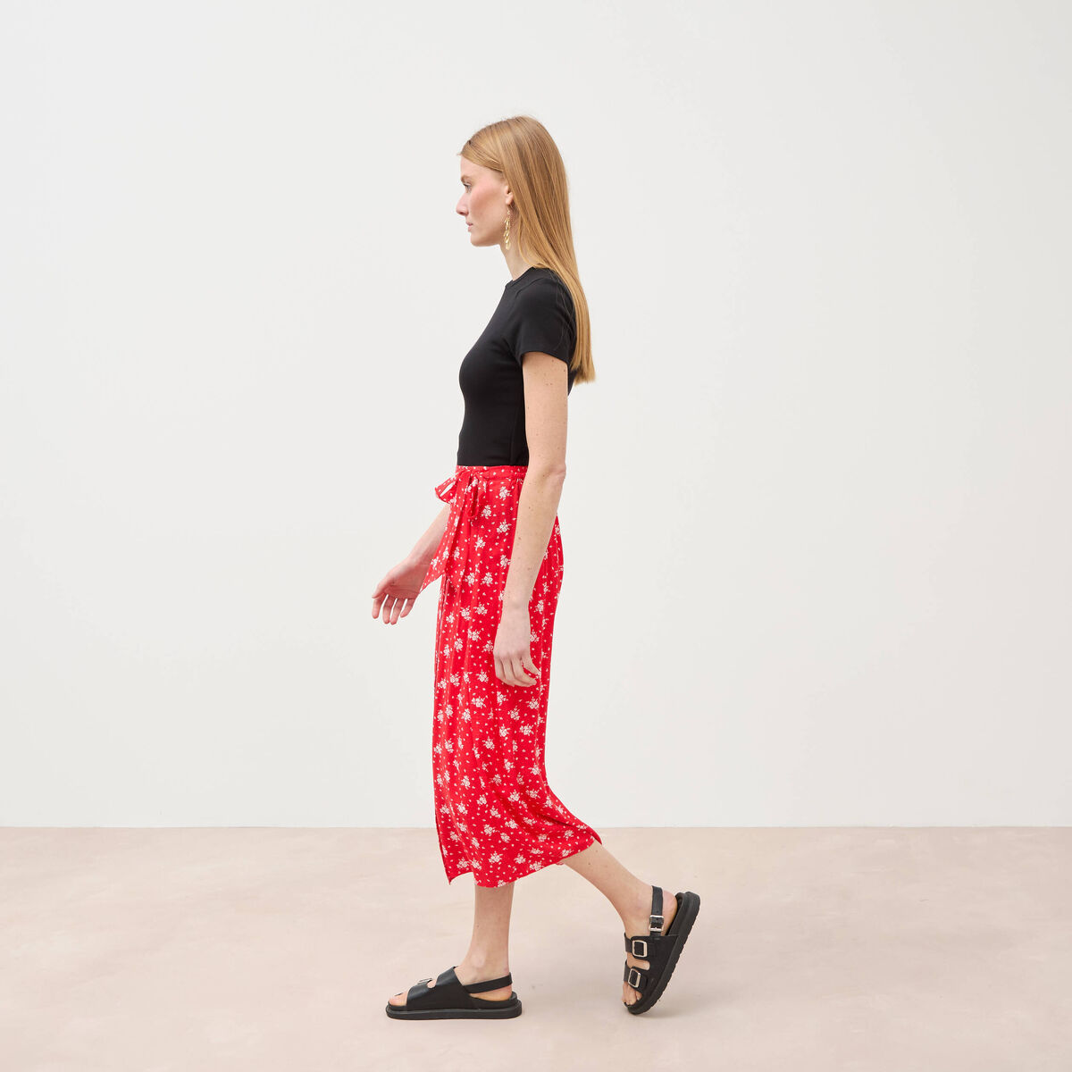Jupe fluide rouge femme