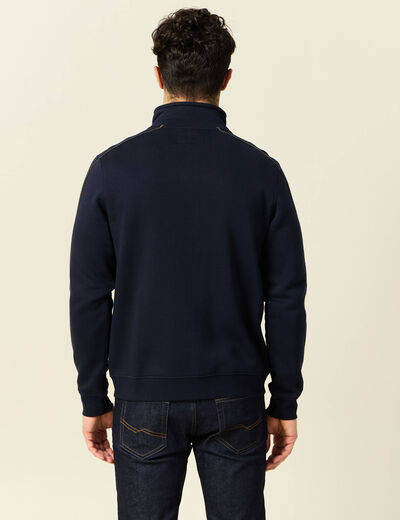 Gilet manches longues zippé bleu marine homme