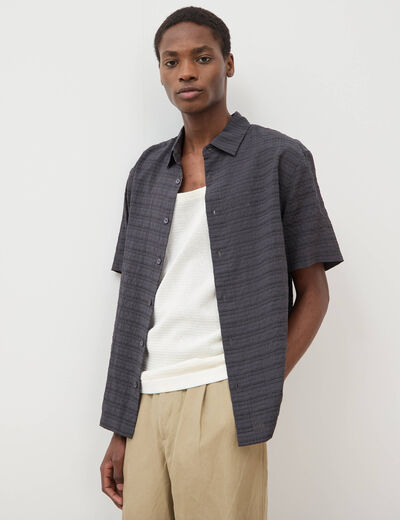 Chemise ajour&eacute;e coupe boyfriend bleu marine homme