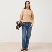 Pull col tunisien manches longues marron clair femme