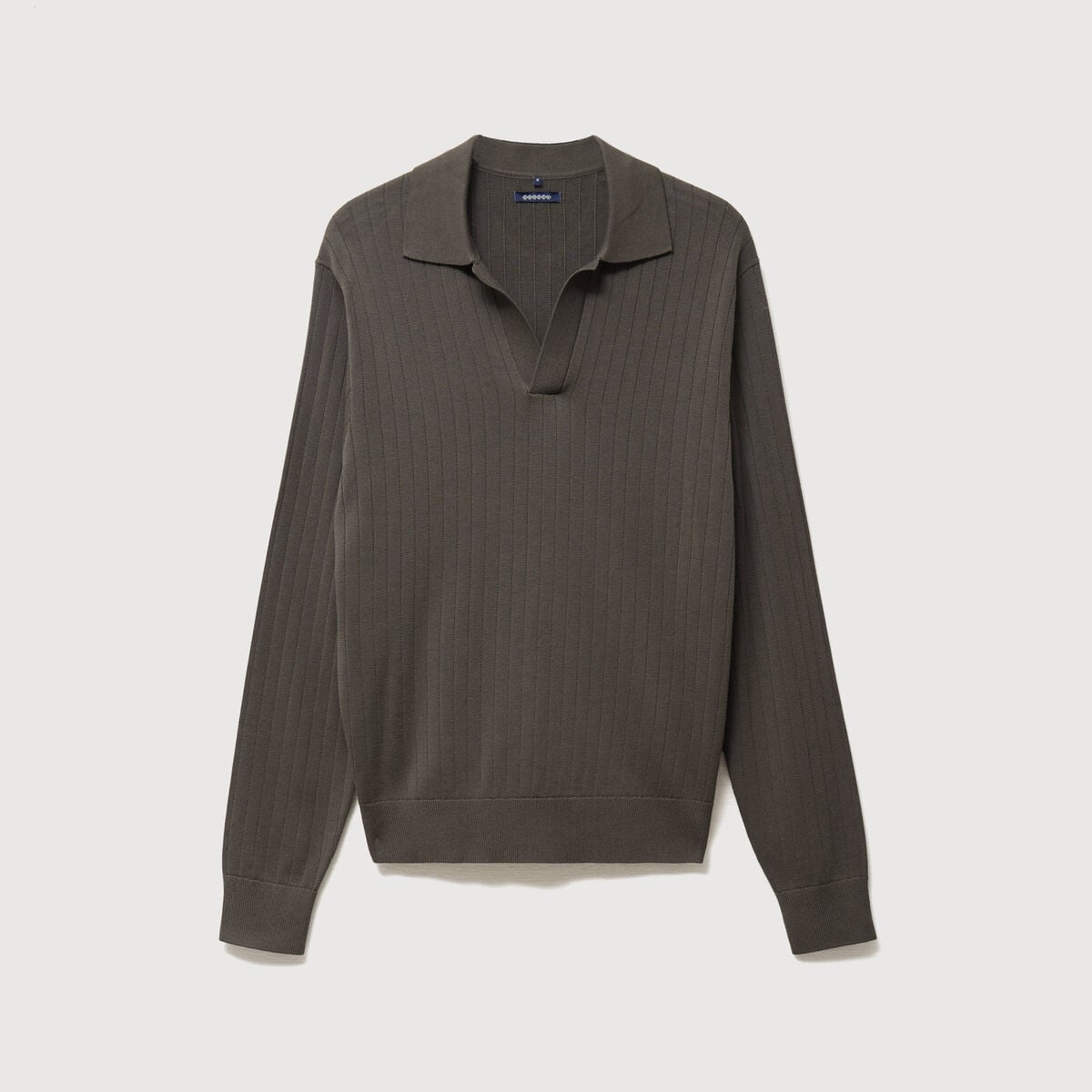 Pull manches longues vert fonc&eacute; homme