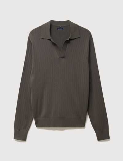 Pull manches longues vert fonc&eacute; homme