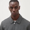 Blouson manches longues doubl&eacute; gris fonc&eacute; homme