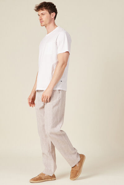 Pantalon chino droit 2 poches ecru homme