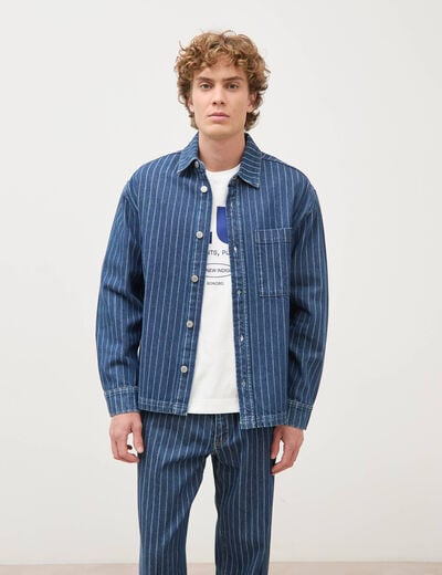 Surchemise oversize en jeans coton denim stone homme