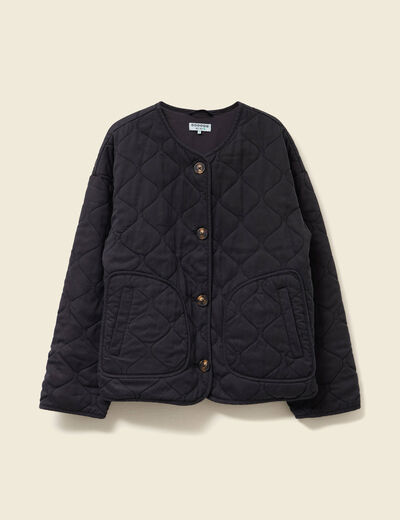 Veste oversize manches longues doubl&eacute;e gris fonc&eacute; femme