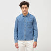 Chemise manches longues en jeans denim bleach homme