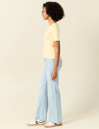 T-shirt manches courtes jaune pastel femme