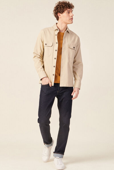 Surchemise manches longues beige homme
