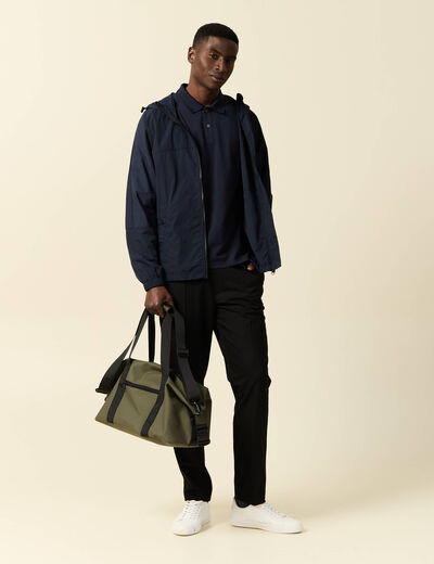 Coupe-vent zippé à capuche bleu marine homme
