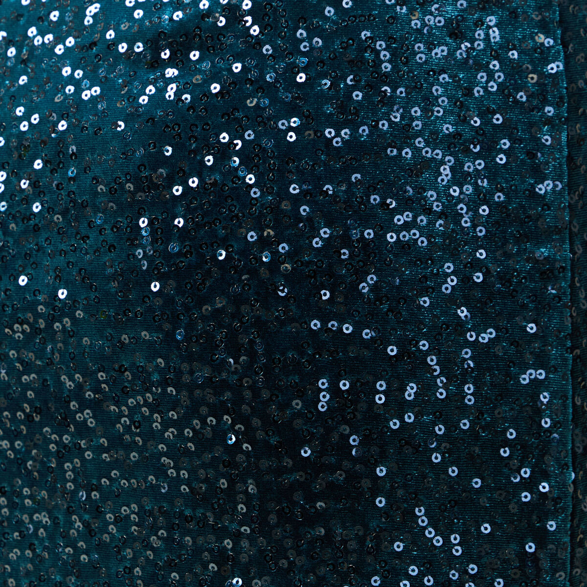 Jupe droite velours sequins bleu canard femme