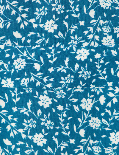Robe longue droite col v manches courtes bleu femme