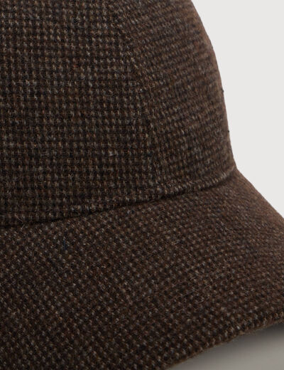 Casquette tweed avec doublure marron fonc&eacute; homme