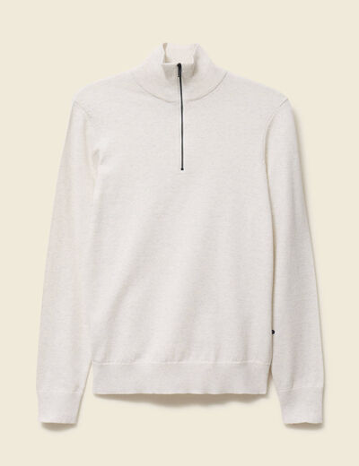 Pull fin col camionneur manches longues ecru homme