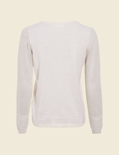 Gilet manches longues boutonné creme femme