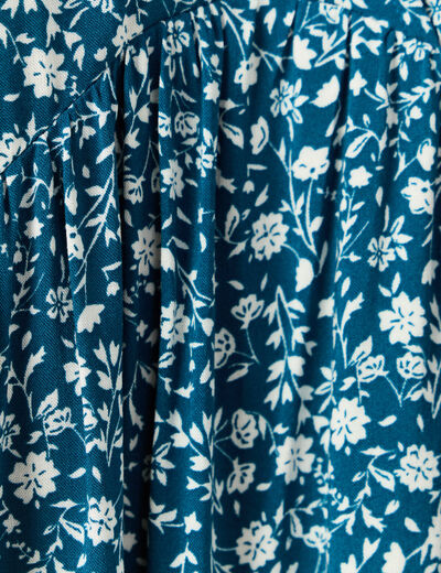Robe évasée manches courtes bleu femme