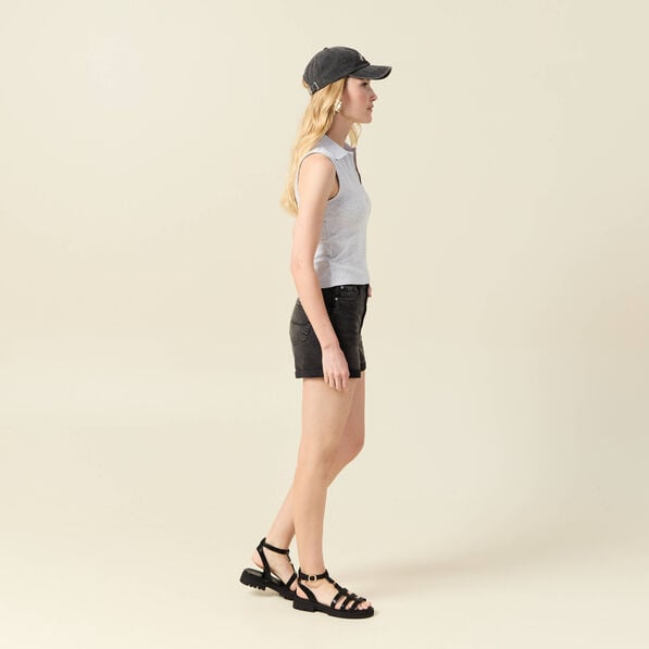 polo sans manches gris femme Polo sans manches gris femme