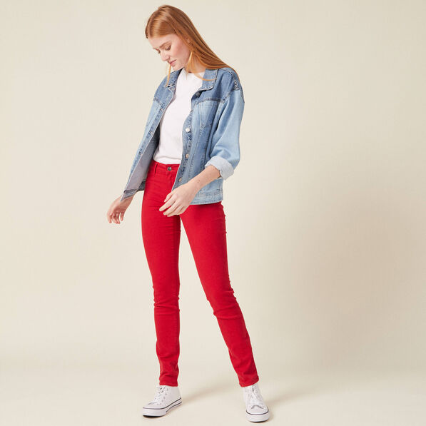 Pantalon slim rouge foncé femme