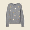 Pull manches longues sequins gris clair femme