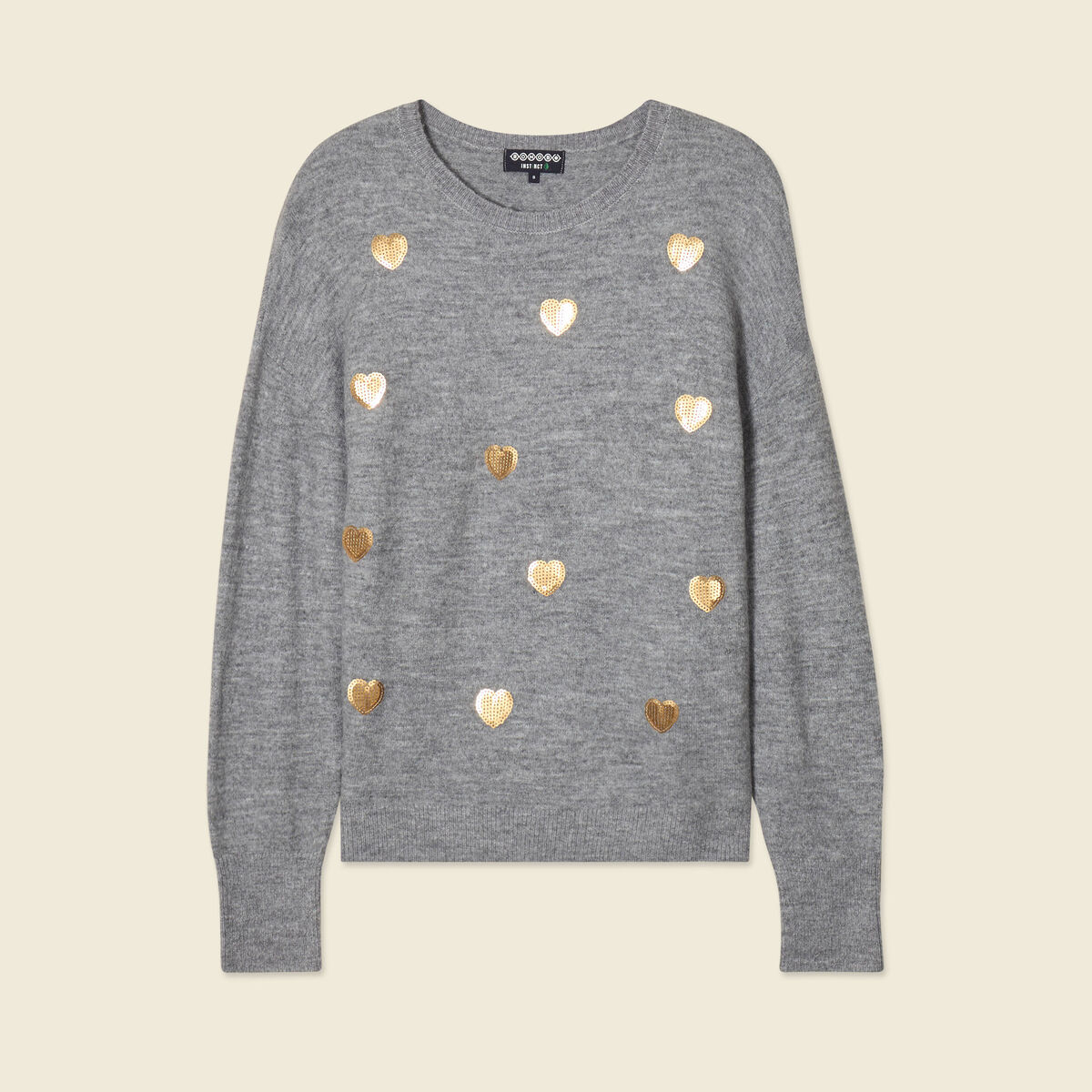 Pull manches longues sequins gris clair femme