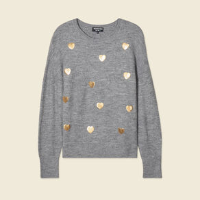 pull manches longues sequins gris clair femme Pull manches longues sequins gris clair femme