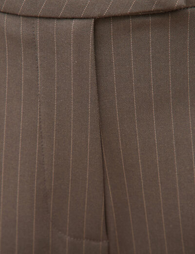 Pantalon droit taille haute taupe femme