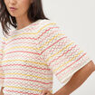 Pull col bateau manches courtes rose femme