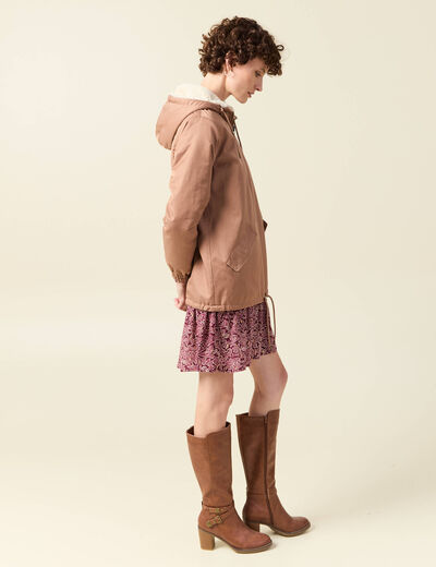 Parka réversible marron clair femme
