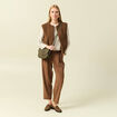 Gilet sans manches bouclette col rond marron femme