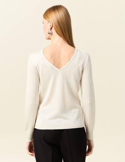 Pull manches longues ajouré creme femme
