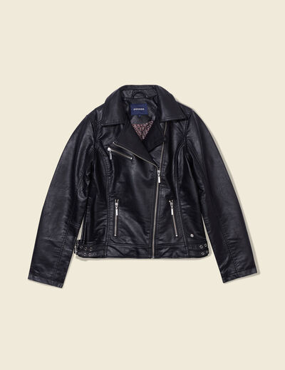 Veste esprit biker droite noir femme