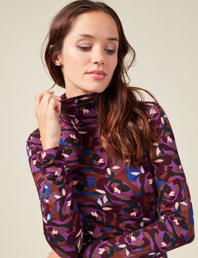 T-shirt manches longues marron femme