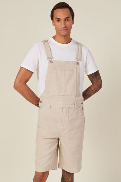 Salopette short droite beige homme