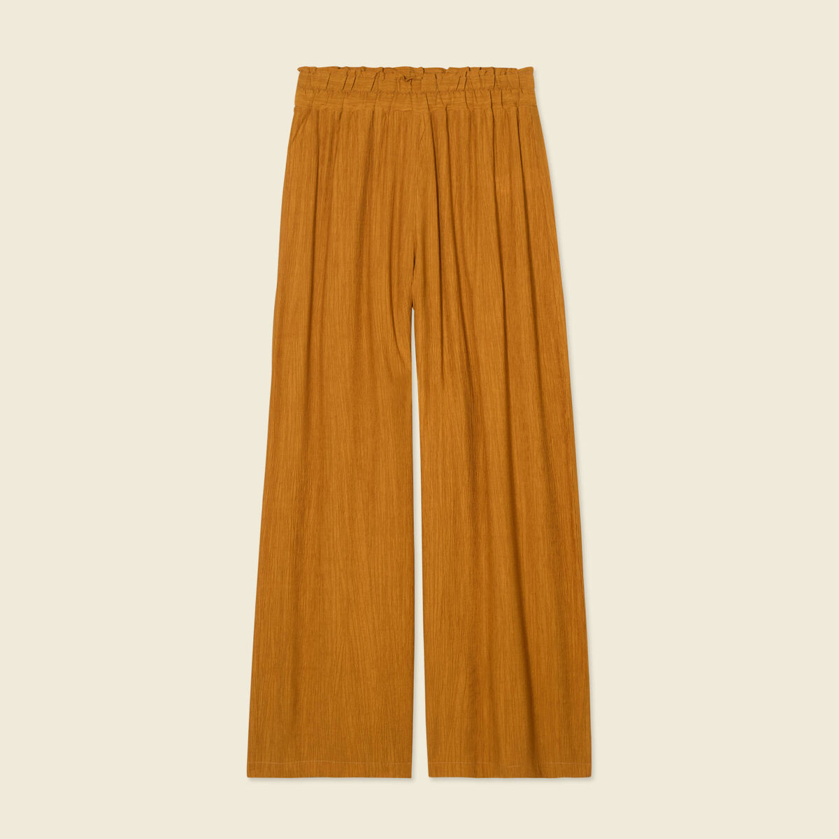 Pantalon large camel femme