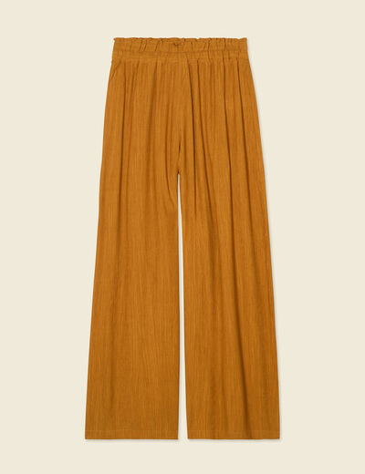 Pantalon large camel femme
